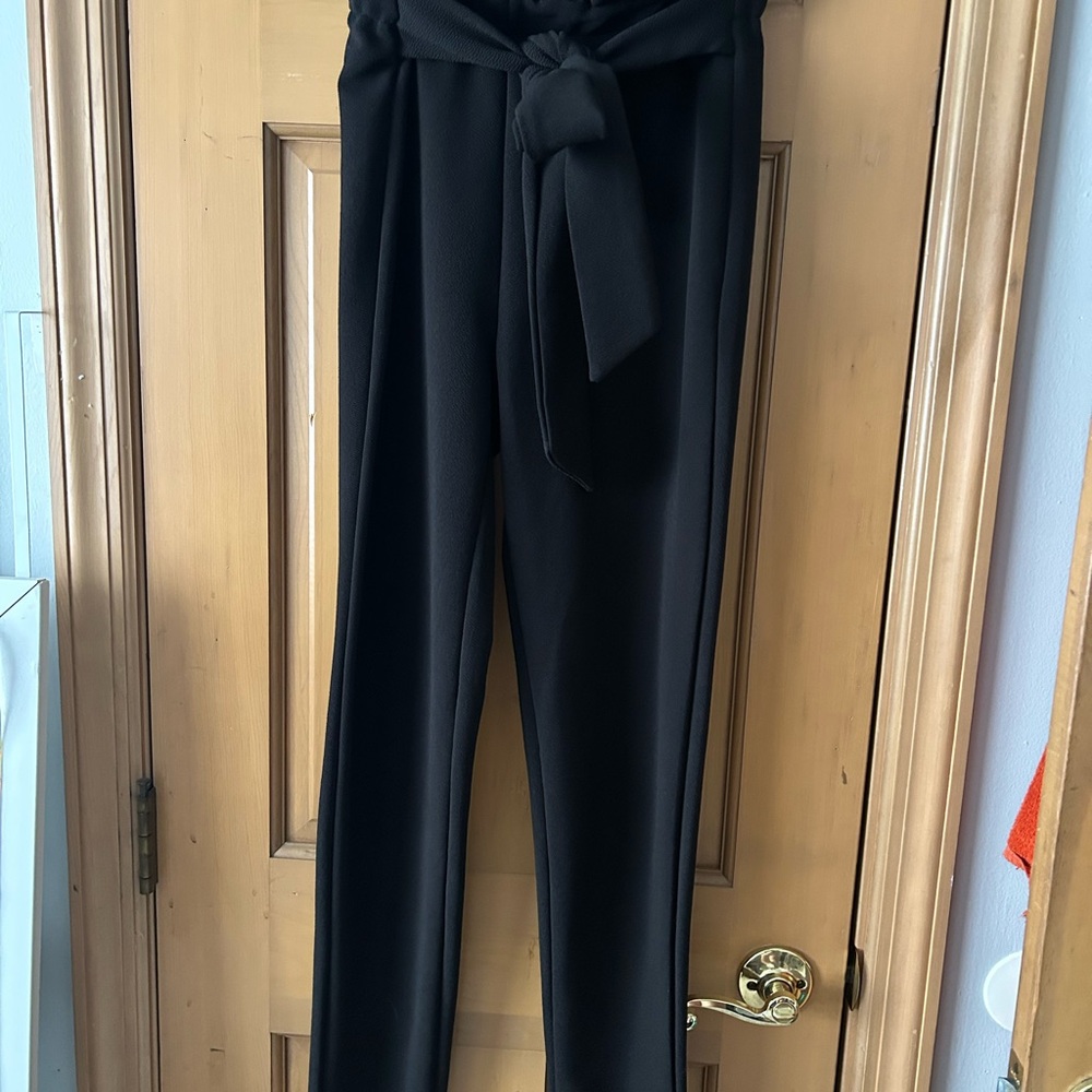 SHEIN Black High-Waisted Tie-Waist Trousers